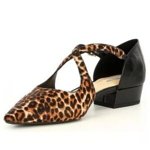 Alex Marie Caden Calf Hair Pumps Leopard Animal Low Heel Hair on Hide Size 9.5
